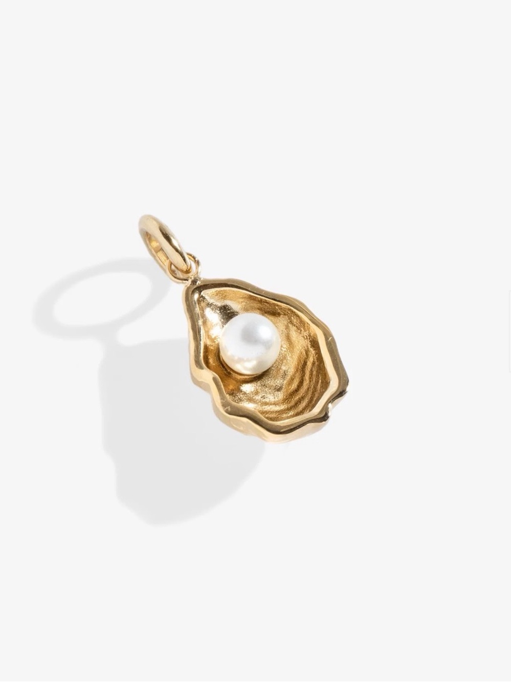 Alex and Ani Gold Oyster Pendant with White Pearl Charm